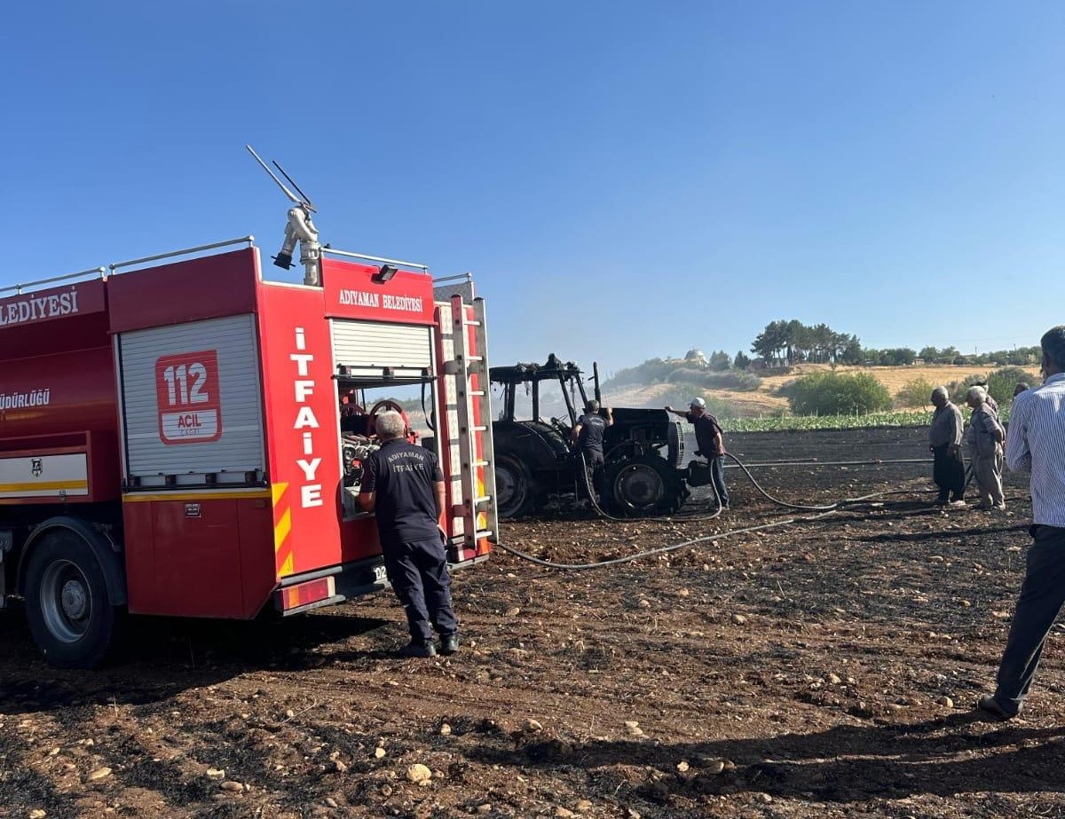 Adıyaman'da Anız Yangını ve Traktör Yangını Olayı