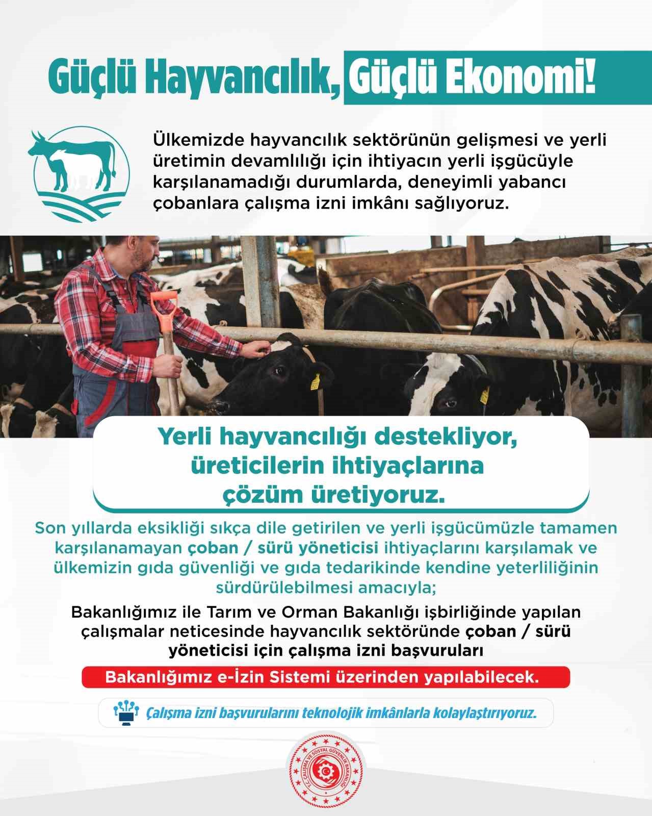 Hayvancılık işletmelerinde istihdam edilecek yabancı çoban ve hayvan bakıcıları için