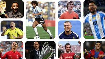 Dünya Futbol Tarihinin En İyi Oyuncuları. Pelé, Maradona, Cruyff, Messi,