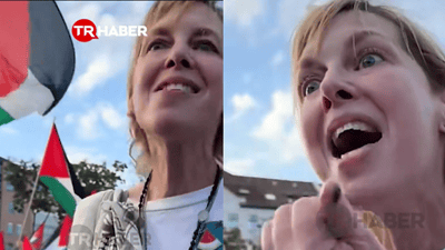 Almanya’da Filistin protestosuna katılan kadının dünyaya Filistin isyanı!Alman vatandaşı kadın