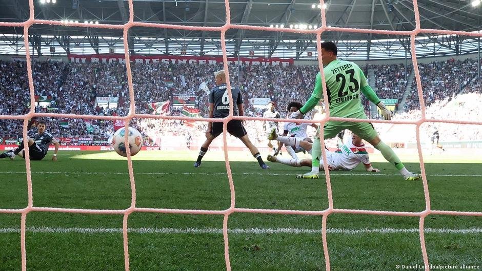 Goal scored during a football match in Istanbul stadium.